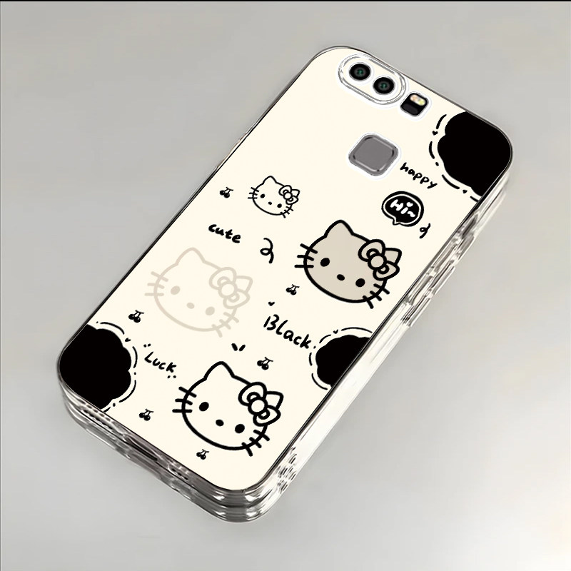 黑白猫咪适用于华为P9手机壳P9Plus新款EVA-AL10全包防摔保护套p9plus可爱男女小众透明卡通ins风专用外壳