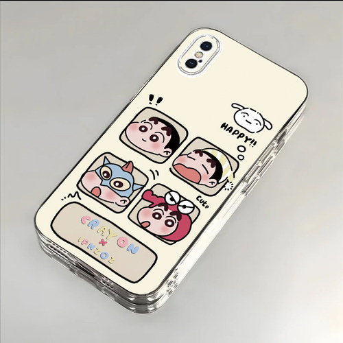 四宫格小新适用于苹果XS手机壳XR新款苹果X全包防摔保护套iPhoneXSMax可爱搞怪男女Applexs透明ins风专用外壳
