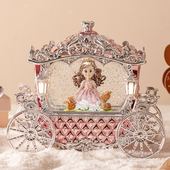 梦幻飘雪精致南瓜马车水晶球音乐盒八音盒女生小女孩儿童生日礼物