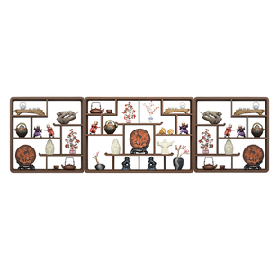 博古架实木中式挂墙隔断多宝阁格子架摆件茶具架壁挂式置物架