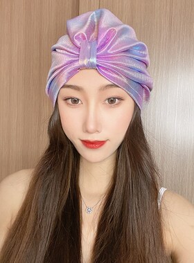 泳帽女长发不勒头可爱日系显脸小大头围黑色成人潮款布料