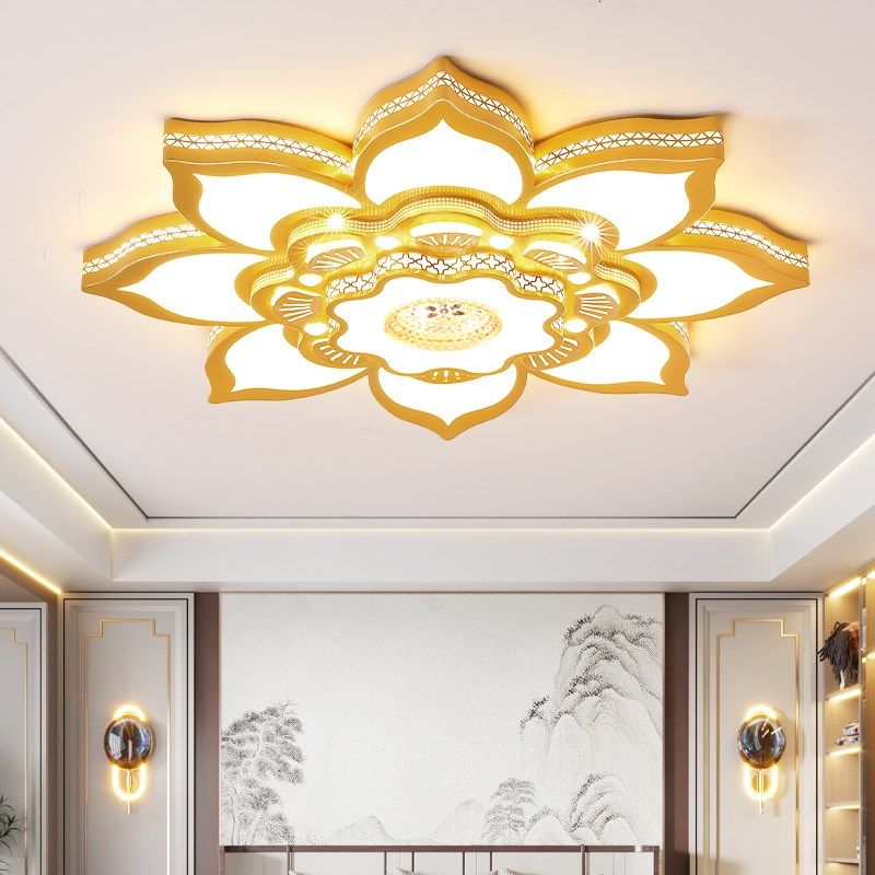 客厅大灯2024年新款家用主灯房间灯简约莲花造型led吸顶灯