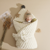 婴姿婴儿包被秋冬纯棉加厚新生儿用品初生宝宝春秋产房抱被待产包