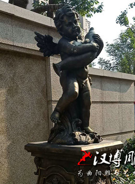 欧式小天使雕塑玻璃钢别墅小区景观西方人物铜雕塑房产楼盘艺术品