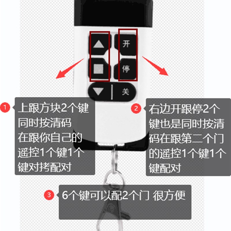 全频白色6键电动卷帘门车库门遥控器接收控制器通用型433/315