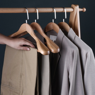 包邮 龙衣堂荷木宽肩实木衣架西装 衣架木质大衣挂衣服挂木头衣撑子