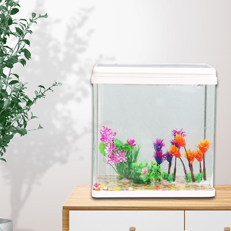 鱼缸有盖玻璃客厅透明热弯加氧泵免懒人中小型浮法造景水族箱