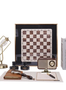 样板间书房装饰摆件样板房书桌软装复古手稿钢笔放大镜道具