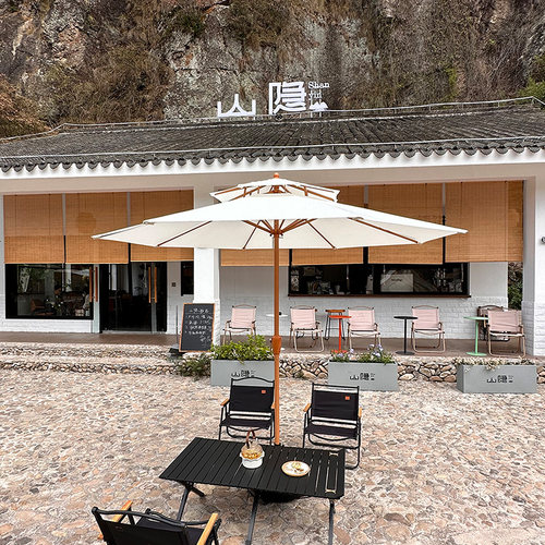 中柱伞户外遮阳伞民宿庭院伞露台遮阳伞摆拍夜市地摊伞商用摆摊伞