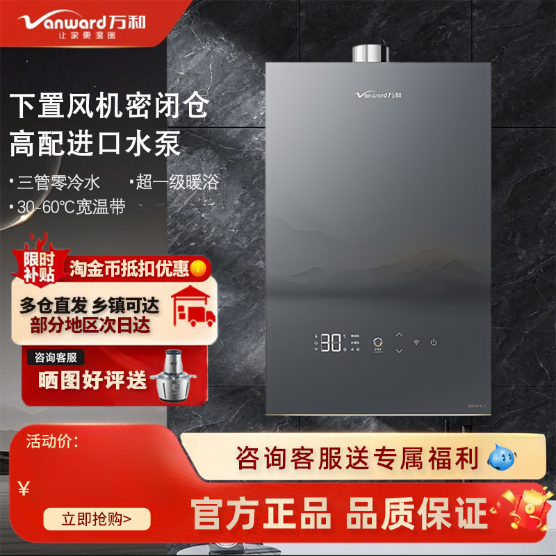 Vanward/万和 JSQ30-16YL53 零冷水燃气热水器下置风机温水墨系列