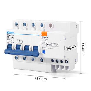 漏电开关DZ47LE 4P63A空气开关三相四线保护器断路器C45