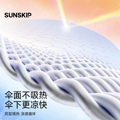 SUNSKIP漫游钛银黑胶双层大号专业防晒伞防紫外线太阳伞遮阳伞