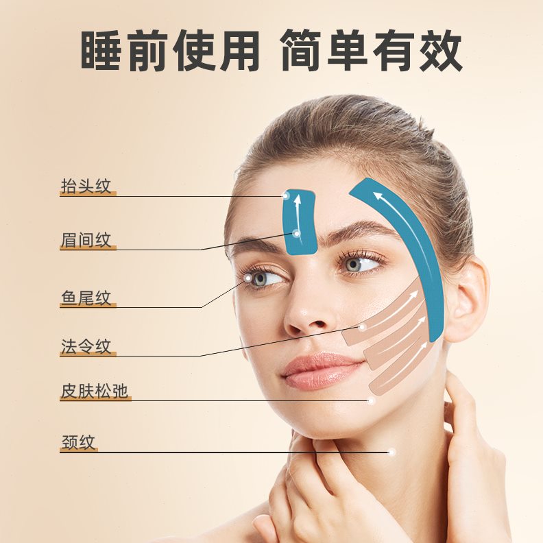 脸部专用肌肉贴法令纹川字纹抬头纹肌贴肌内效贴绷带睡眠提拉皱纹