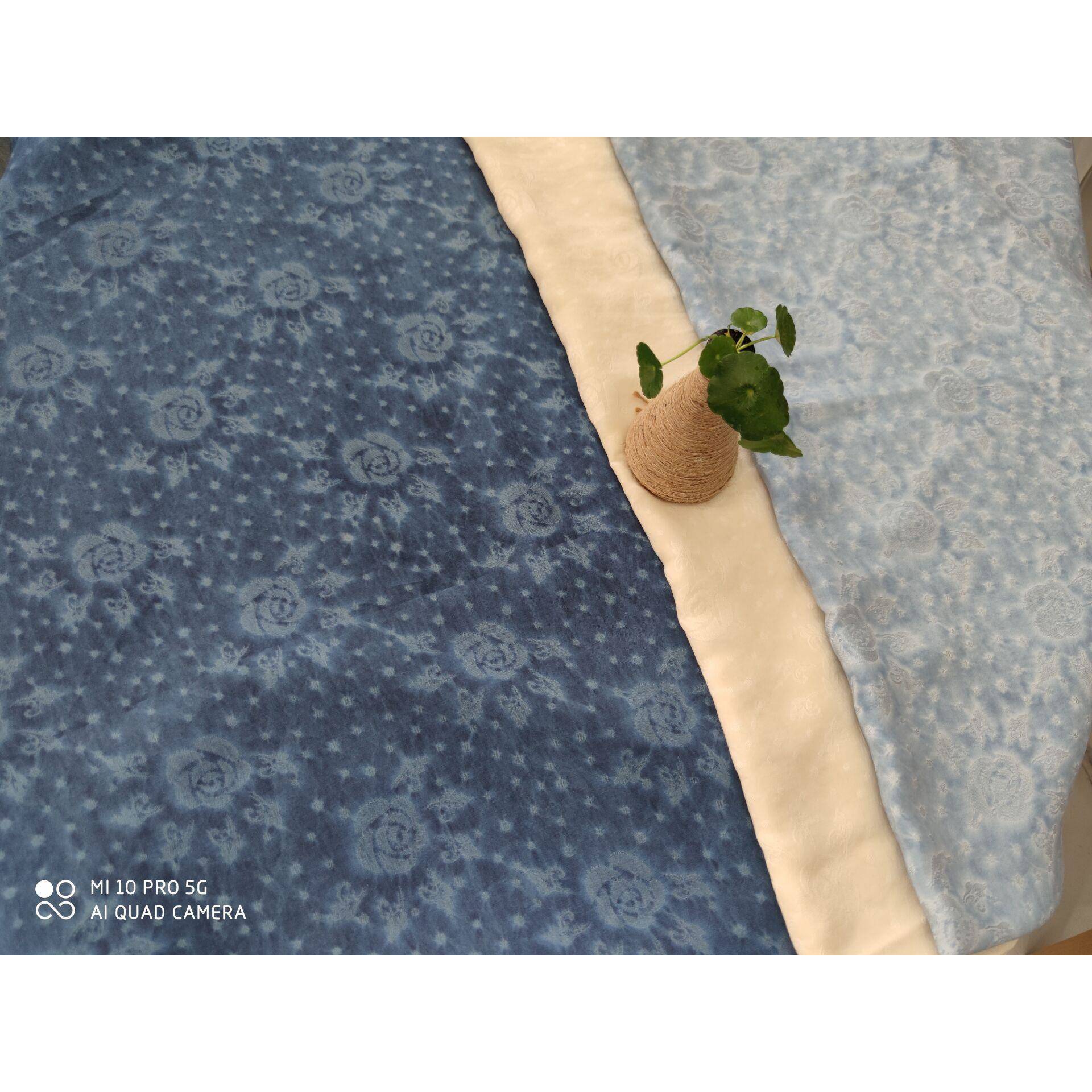 天丝苎麻冰凉丝滑面料服饰布料商场用植物印花天丝苎麻亚麻布料