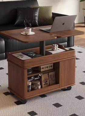 胡桃叠木小沙折发升降推49509车茶几小户型多功能家用边几