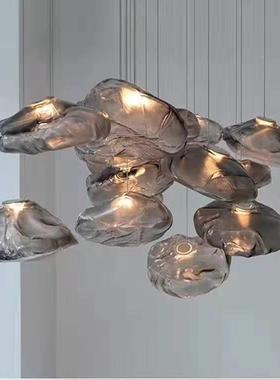 餐现代约楼梯客吊厅玻璃吊灯单头厅灯酒店吧台样88346板简楼吊灯