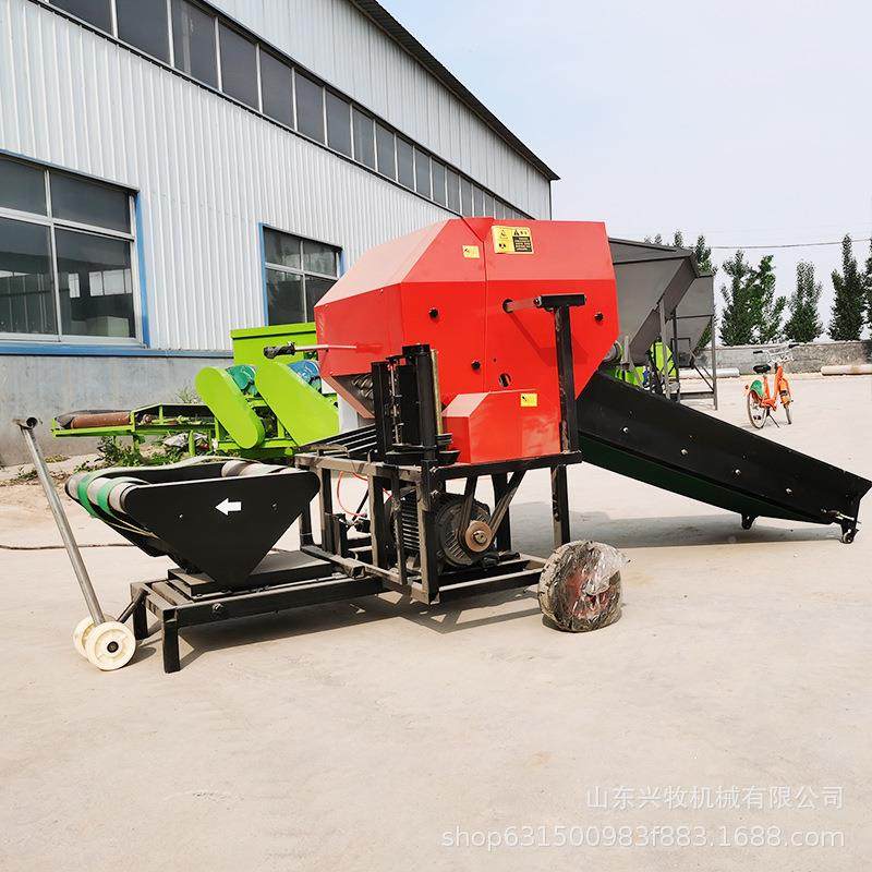 自动上料打捆DFS料膜设备玉米秸秆膜碎草打包机牛羊青贮圆草捆包