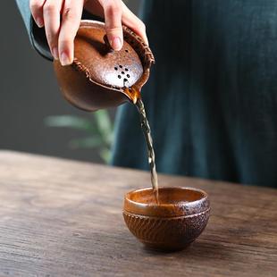 提梁壶家用户外 紫砂柴烧茶壶煮茶紫砂围炉温碳烧壶酒壶柴烧中式