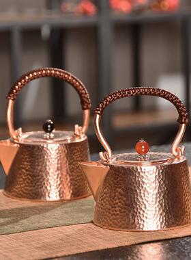 铜壶烧壶煮茶壶手工纯紫铜茶茶壶水红铜家YSI用沏壶茶具陶电炉款