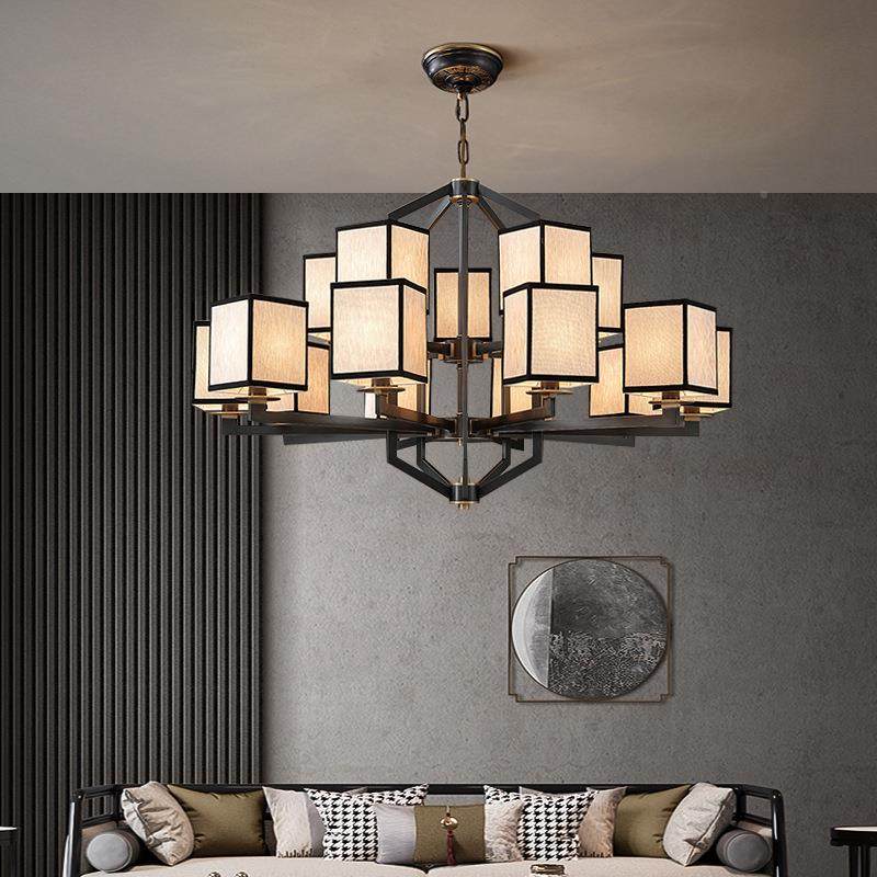 苏印中新中式吊灯客代厅UML灯全铜现国风高档别墅古卧室餐厅复灯