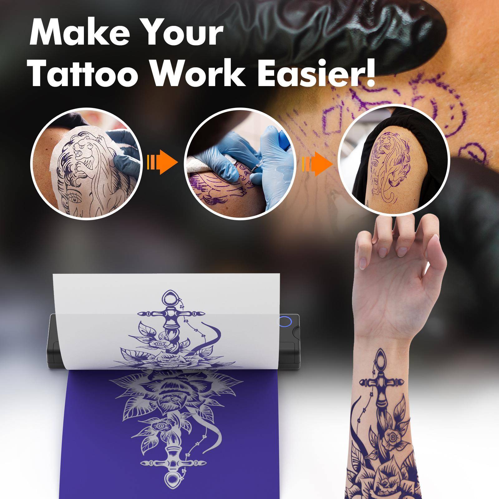 A46小型热敏打印机无墨办公纹身便携式A4文档打印机Tattooprint