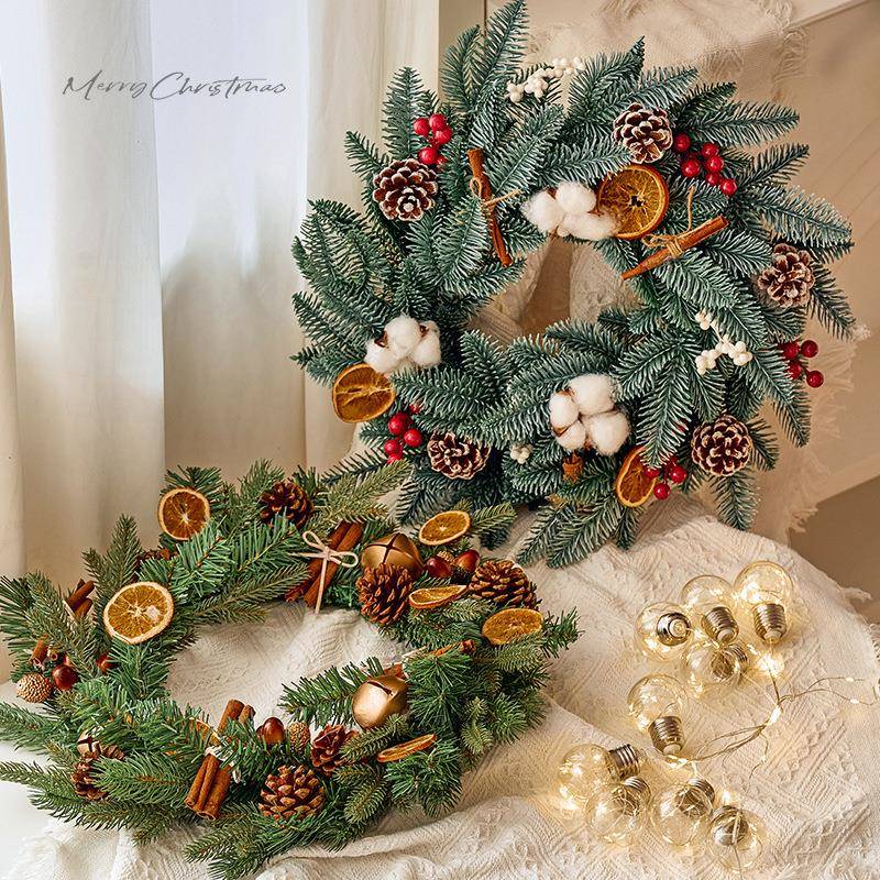 圣诞装饰创意圣诞花店环挂饰节日场景布置铺条橱窗墙装饰藤24sd19