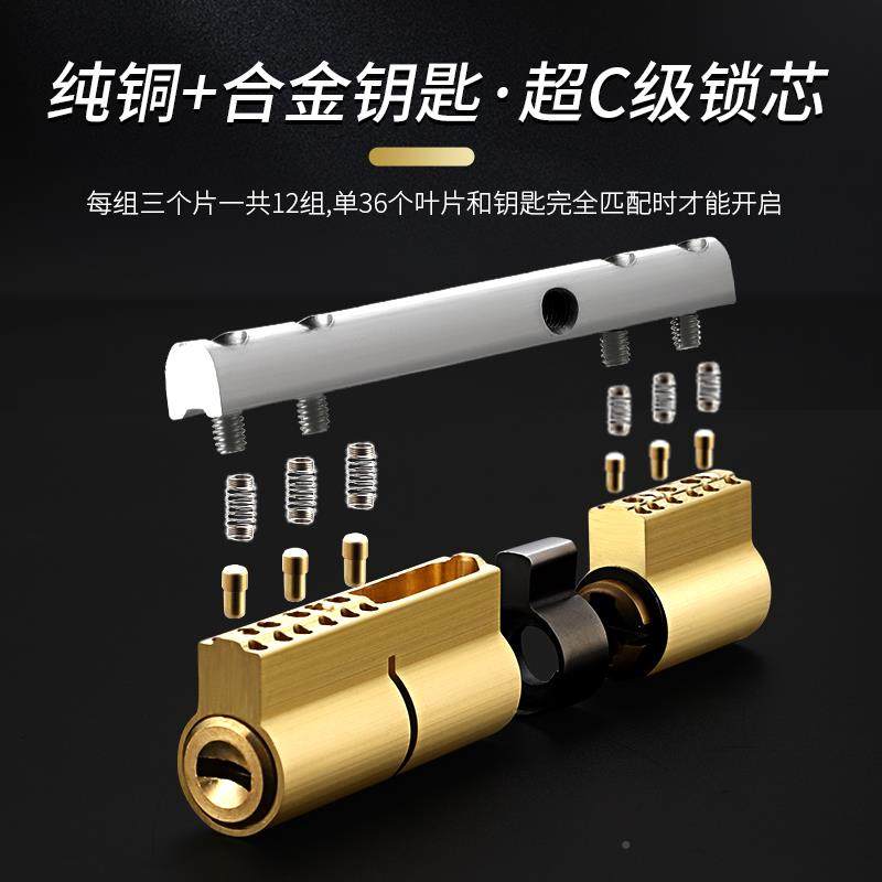 防盗门入锁芯超c门锁FPL通用型家用锁心大全铜进户户门防盗锁d级