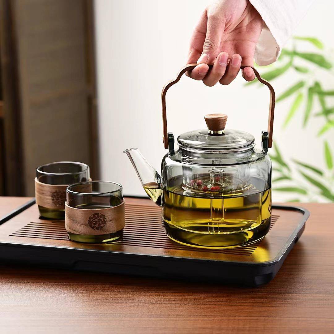 加厚提梁壶家用套装煮茶壶高硼硅泡茶壶蒸煮养生壶耐热玻璃煮茶壶