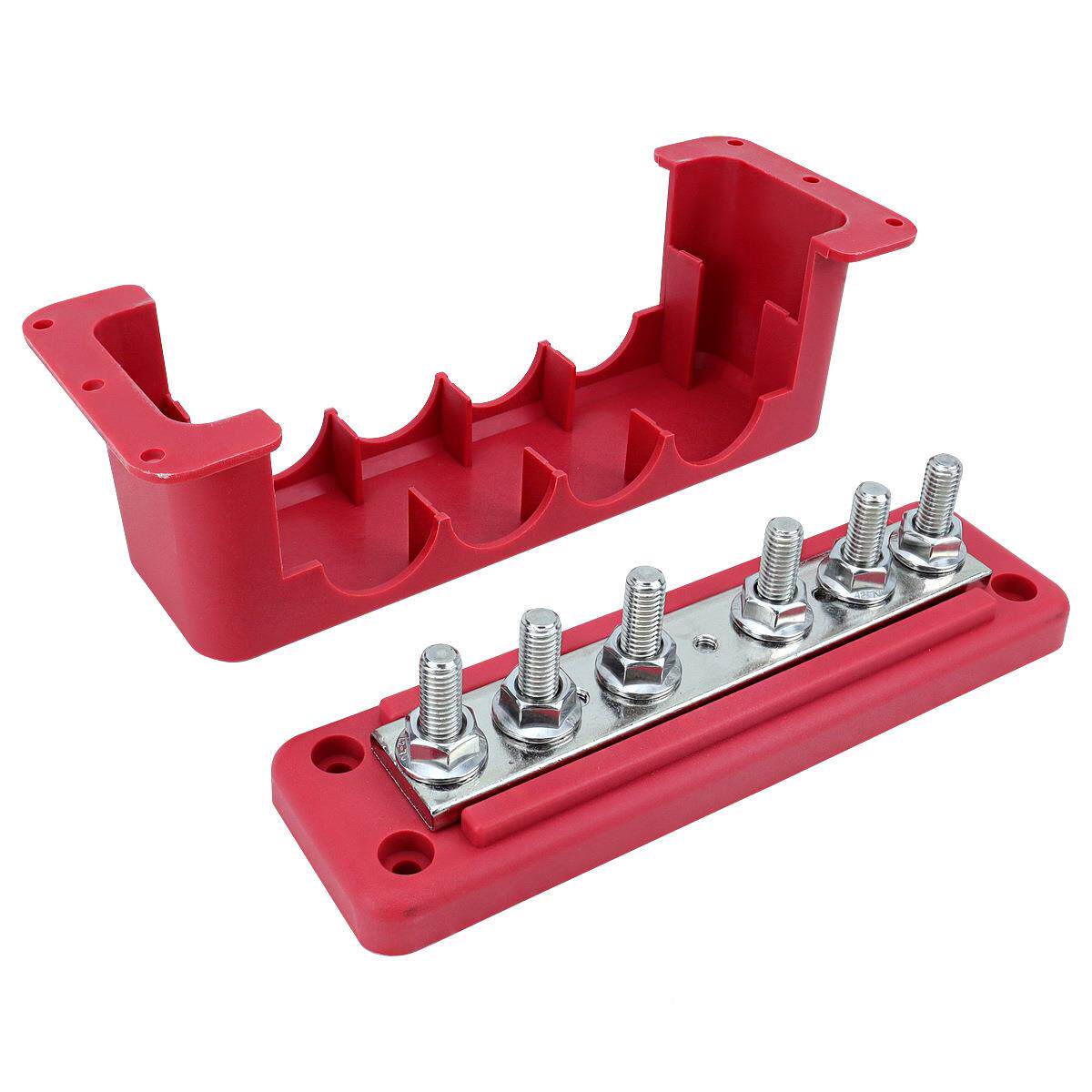 HST汽车配电件装M红8黑汇流排6螺柱直排超强导性改绝缘阻燃汇线排