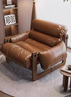 766单人发椅泽西岛客古厅家沙用古风沙皮发家具休闲懒人木质复躺