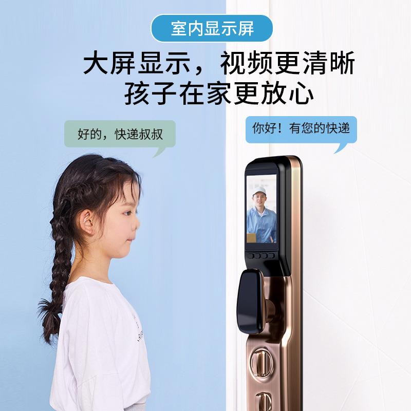 纹VUS人脸识别智能锁掌卡密码门内可异常抓拍全视自动家用子指电