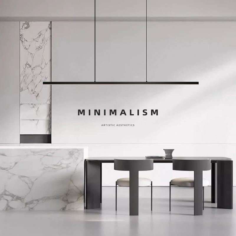 意式极简餐厅吊灯现代简约全铜全光谱一字长条led吧台餐桌灯