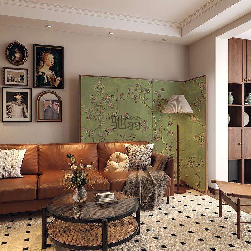 L6Yp!法式屏风可折叠移动折屏花鸟家用客厅隔断艺术书房遮挡沙