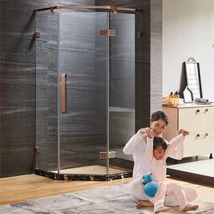 直销304不锈钢简易淋浴房古铜红钻石形仿古淋浴房GD9001A