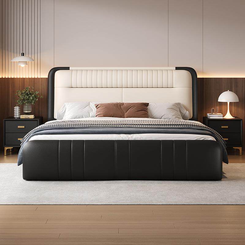 床现代简约主卧大气双人床黑色公主床软包1米8婚床通用无