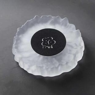 琉璃磨砂冰山壶承干泡壶茶台紫砂壶盖碗茶托垫锤纹冰肌理