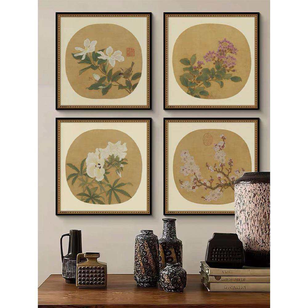 《玉簪》法式中国风客厅装饰画新中式复古挂画卧室书房走廊花鸟画