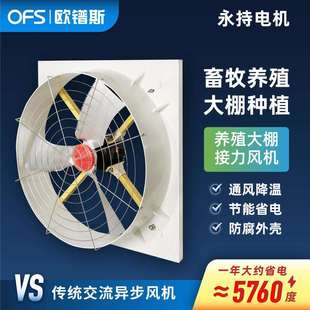 欧镨斯166型大风量接力风扇牛舍风机悬挂式 风机大棚养殖