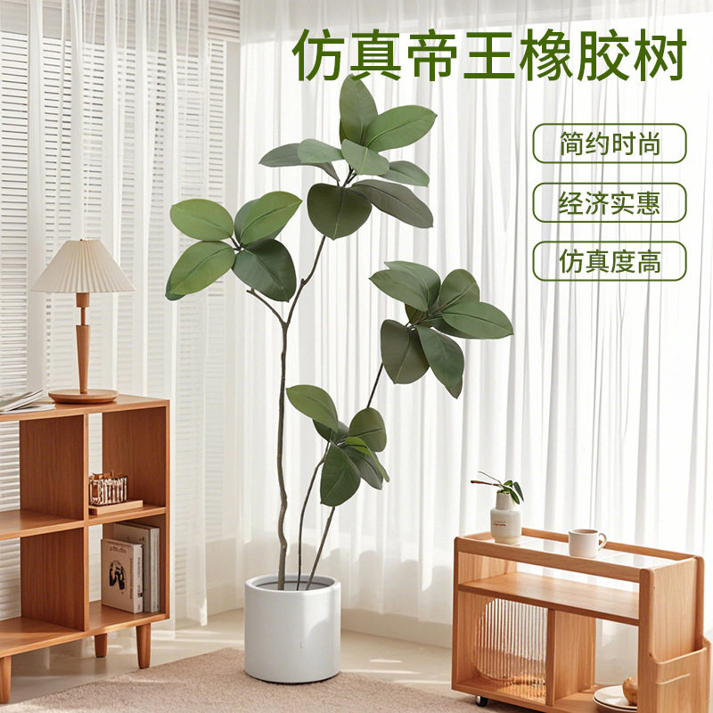 仿真绿植帝王橡皮树假植物盆栽北欧室内外落地盆栽摆件摄影道具