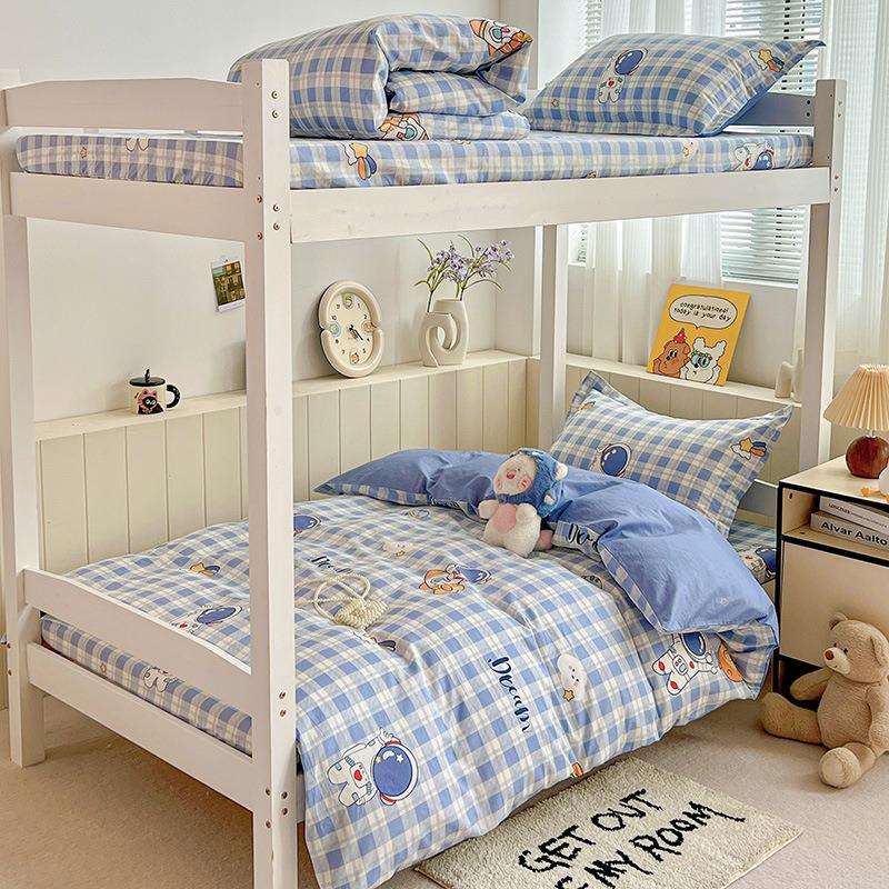 简约学生全棉三件套宿舍上下铺被套纯棉床单套件13372棉被罩外贸