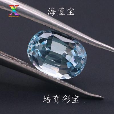 海蓝宝蛋形培育彩宝实验室模拟自然环境培育蓝宝石仿天然裸石