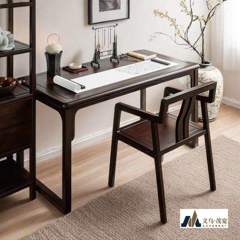 新中式实木书法桌客厅简约写字台书房书桌仿古书画桌子家用办公桌