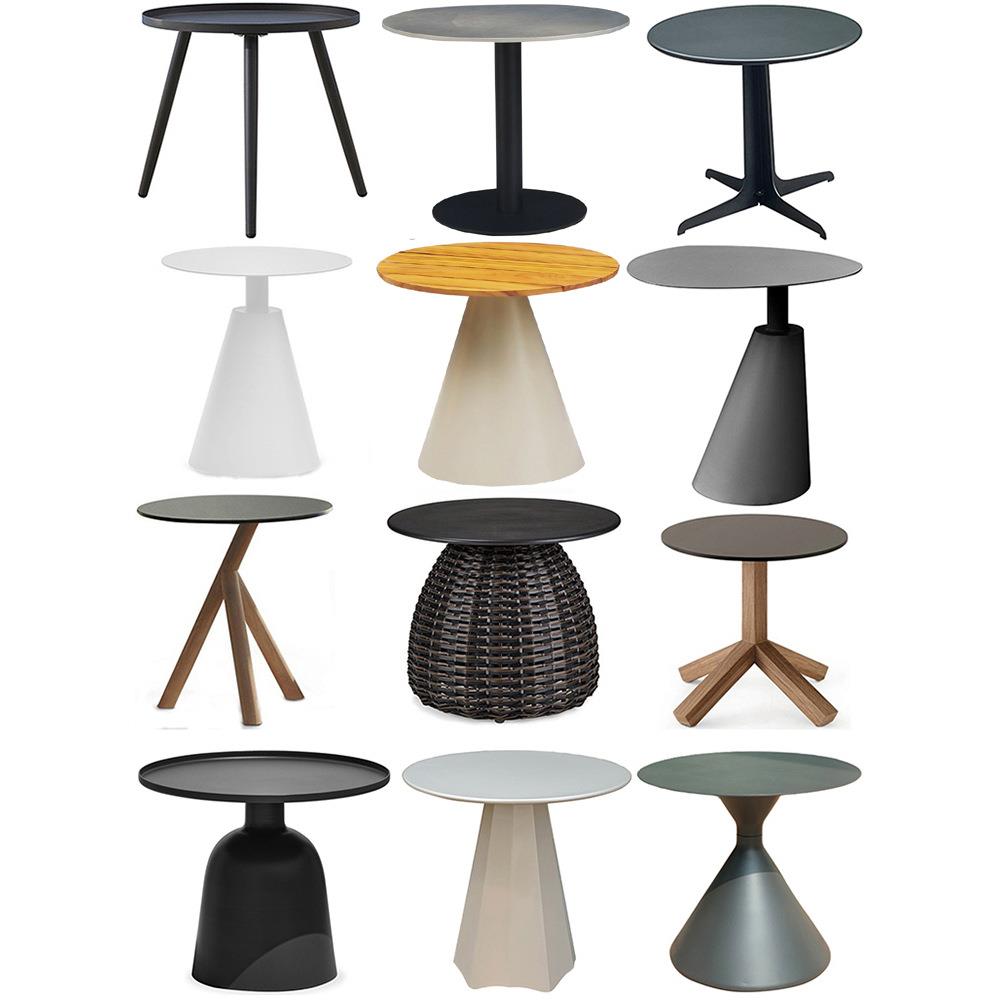 铝合金茶几边几沙发小圆几岩板柚木角几简约现代圆形铁艺茶几