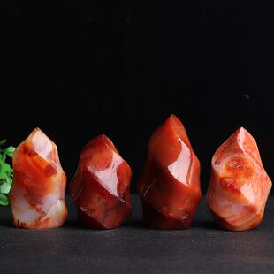 天然红玛瑙红玉髓火焰原石矿石摆件火炬家居办公装饰把玩石