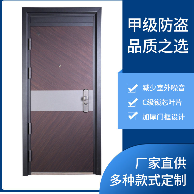 现货供应防盗门入户门进户门仿木纹锌铁合金材质安全门厂家直供