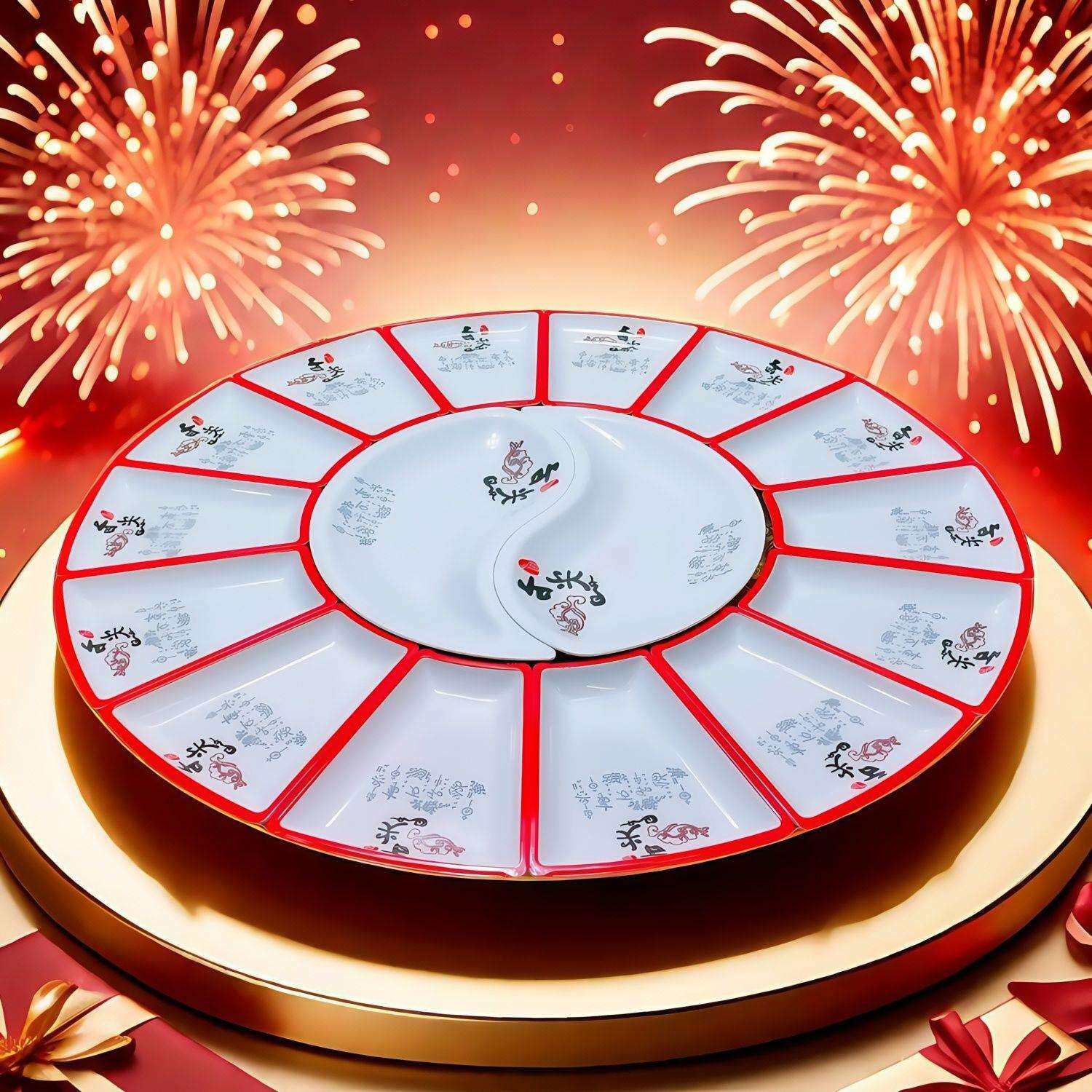 A5密胺圆桌吃饭碗家用网红一整套餐具套装全套家庭装商用