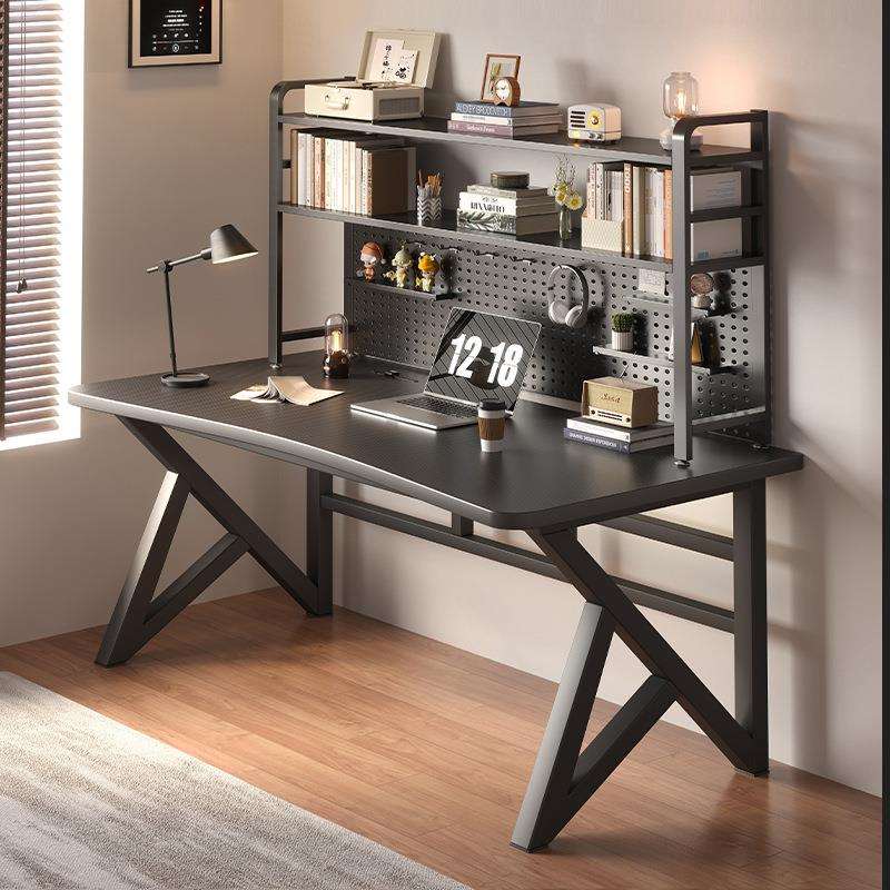 卧室电脑桌电竞桌书桌成人家用学生学习桌简易工作台带洞洞板书架