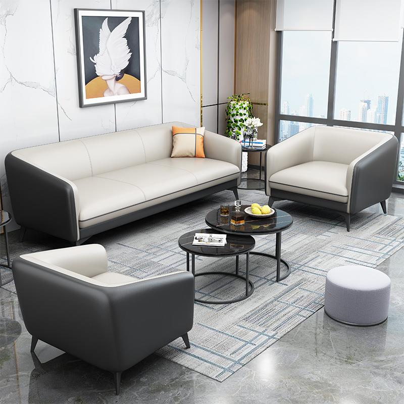 办公沙发商务接待现代简约会客单人三人位办公室沙发茶几组合套装