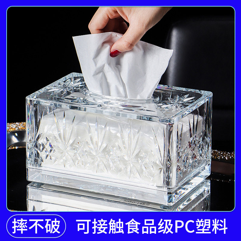 客厅纸巾盒高档现代风格艺术创意设计感轻奢餐厅茶几亚克力收纳盒