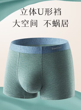 竹纤维男士内裤平角裤夏季薄款透气抗菌冰丝无痕男生四Z角裤短裤